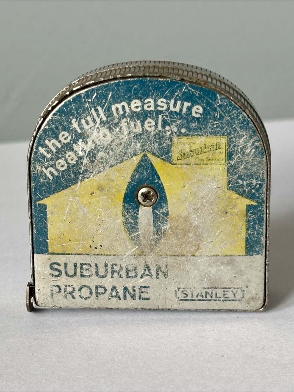 Vintage Stanley Suburban Propane Advertising Metal Pocket Tape Measure USA made